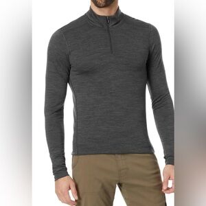 Smartwool mens classic all-season merino wool base layer heather grey 1/4 zip XL